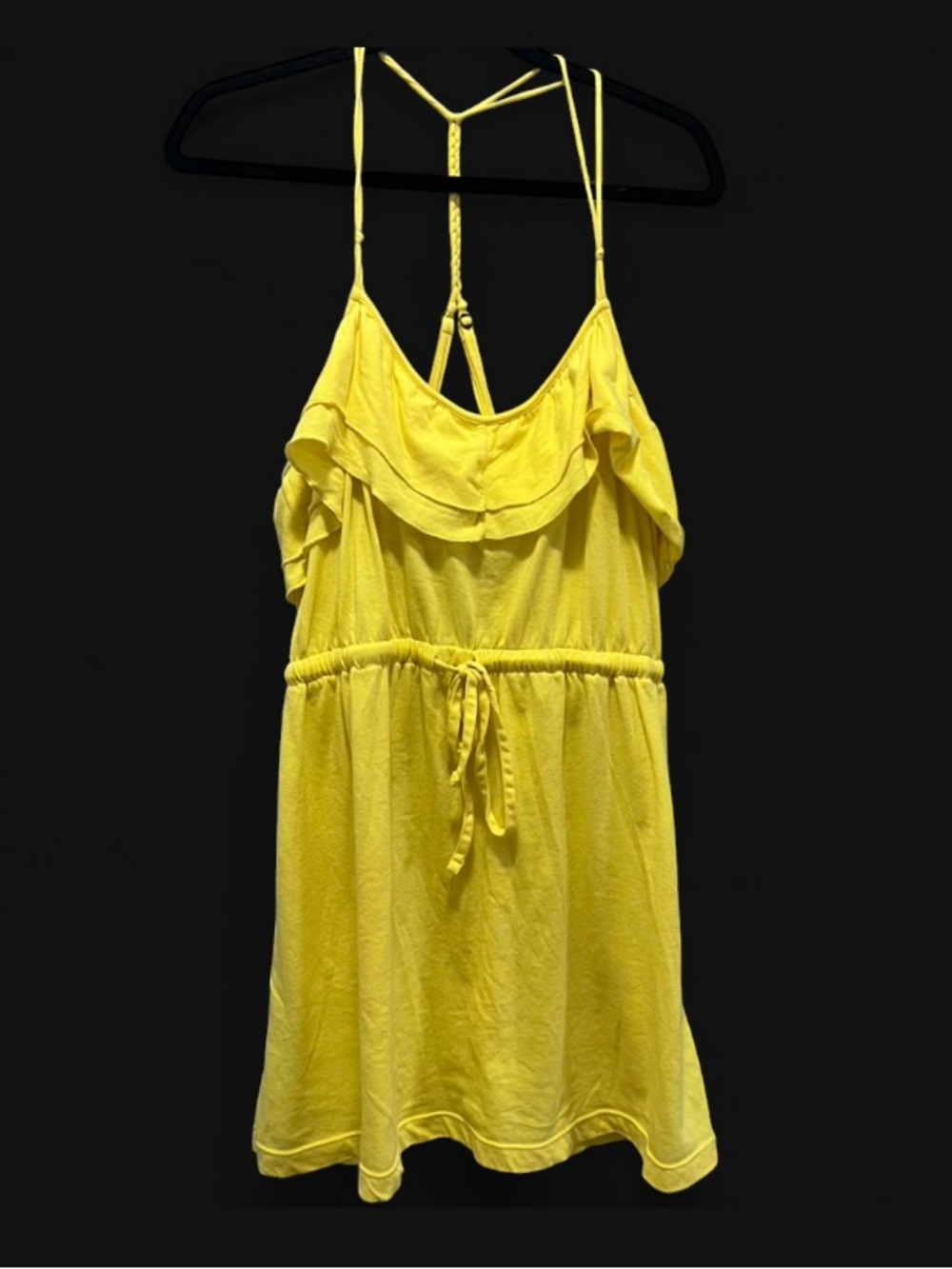 Aeropostale Yellow Ruffle-Front Sundress Tank Top - Large